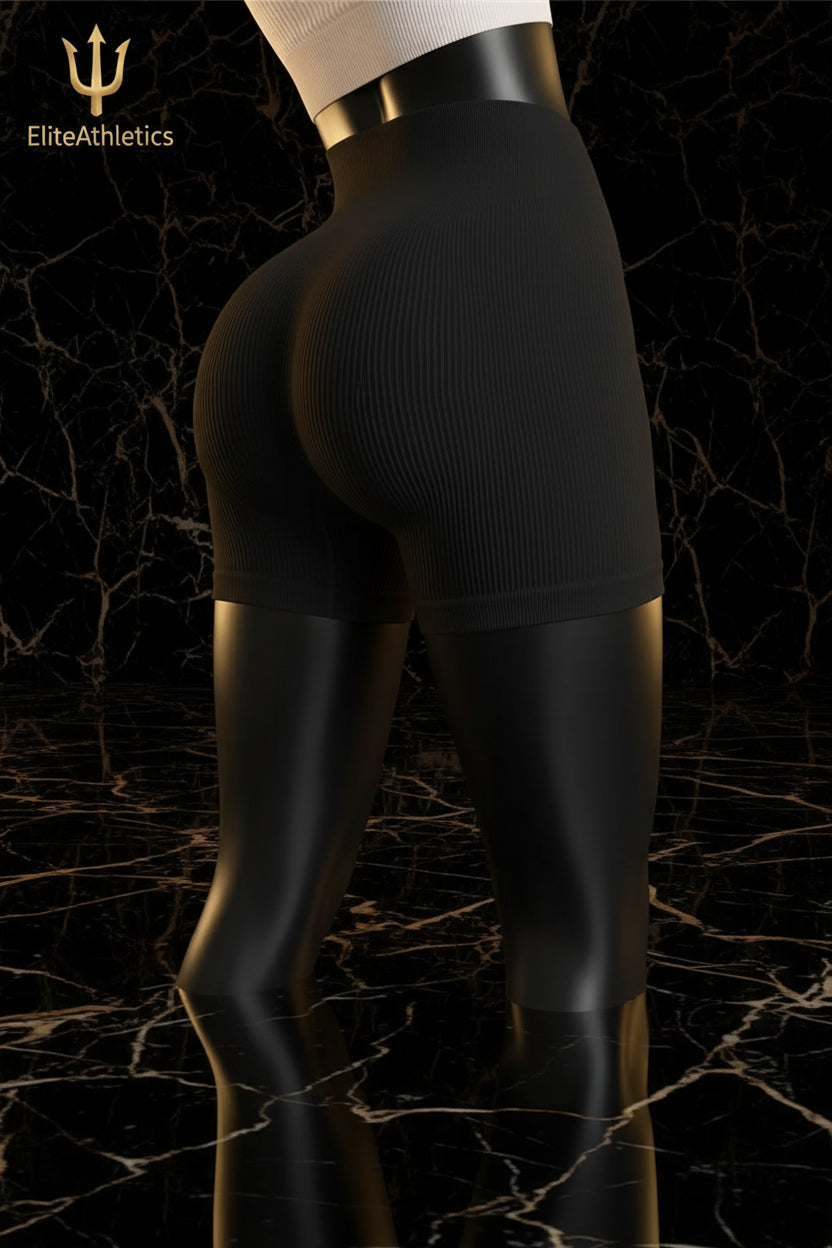 Elite Ribbed Contour High-Waist Shorts | Earth-Tone Sculpt & Shape